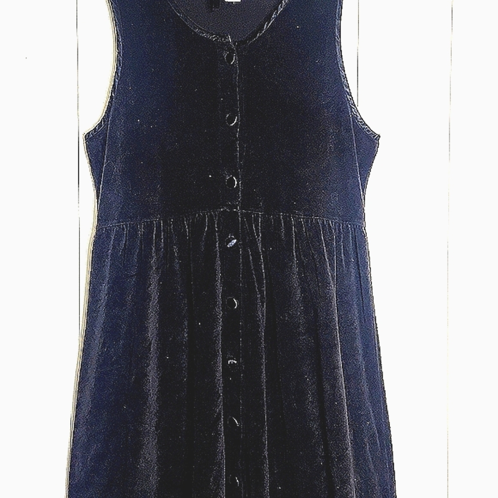 90S Terrycloth Button Front Casual Phoebe Buffay Jumper Pleated Dress